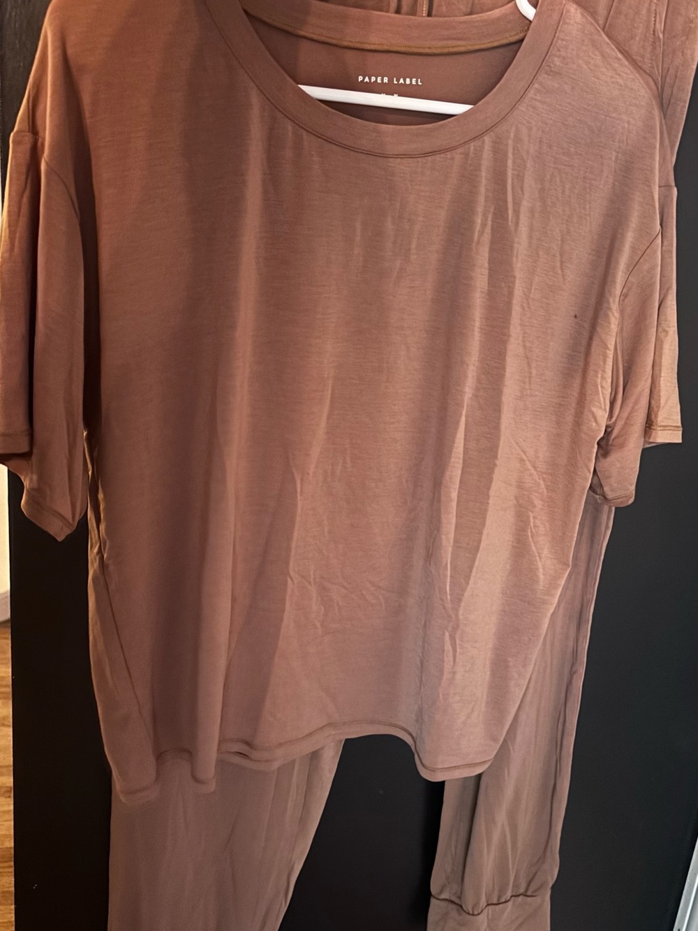Paper Label Women's Cozy Short Sleeve Pajama Top in Dusty Brown